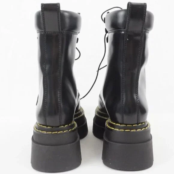 Alexander Wang Atlas Leather Lace-Up Platform Combat Rugged Boots in Black - Picture 6 of 16